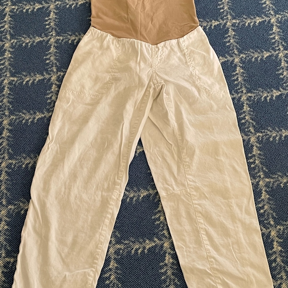 A Pea in the Pod White Linen Maternity Pants (Full Panel)